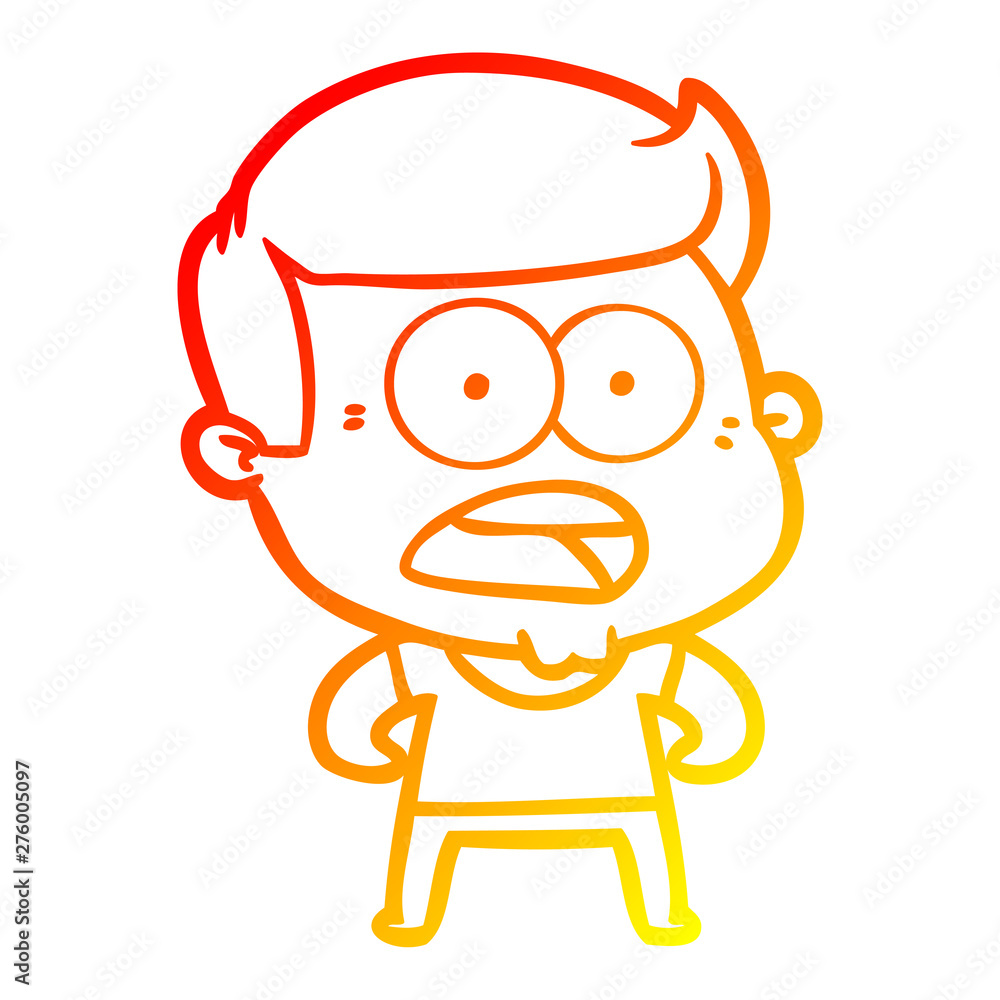 warm gradient line drawing cartoon shocked man warm gradient line drawing cartoon shocked man