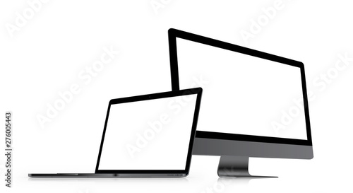 Monitor & Laptop mit weißem Hintergrund