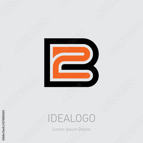 B and 2 initial logo. B2 initial monogram logotype. 2B - design element or icon. Vector.