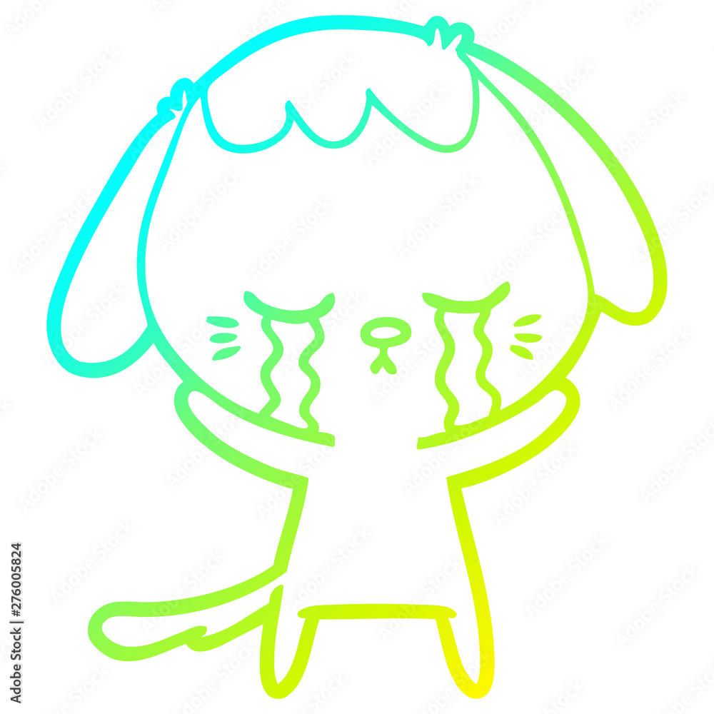 cold gradient line drawing cute puppy crying cartoon cold gradient line drawing cute puppy crying cartoon