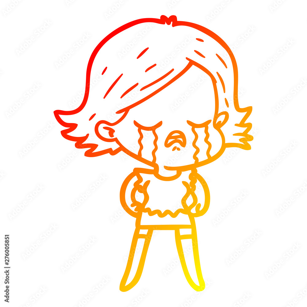 warm gradient line drawing cartoon girl crying warm gradient line drawing cartoon girl crying