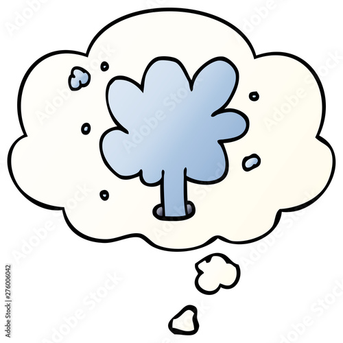 cartoon spouting water and thought bubble in smooth gradient style