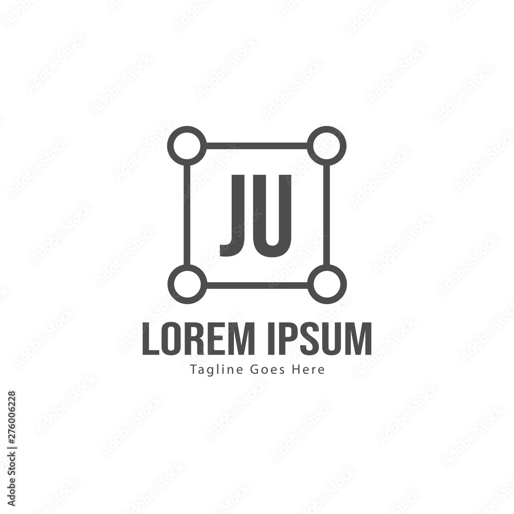 Initial JU logo template with modern frame. Minimalist JU letter logo vector illustration