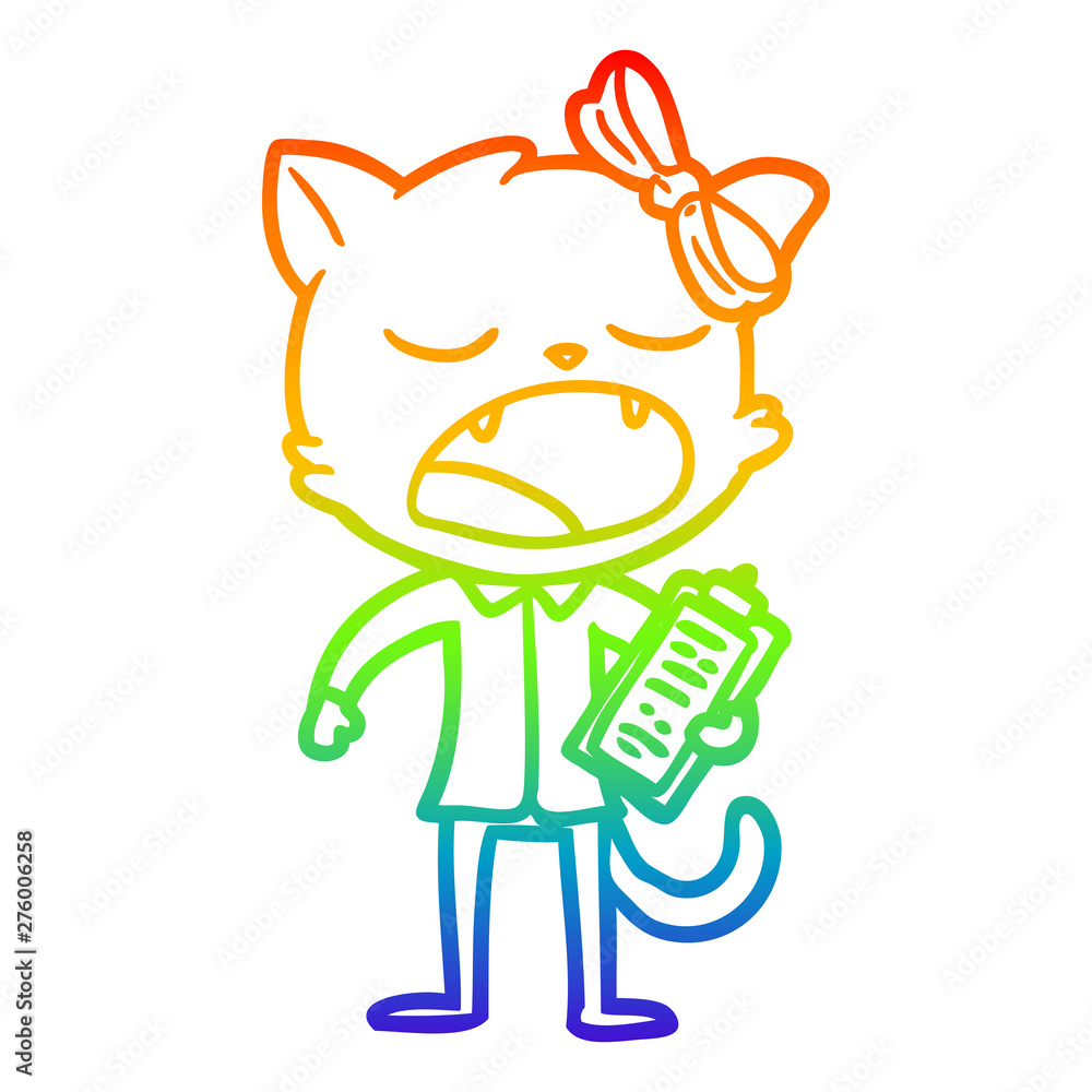 rainbow gradient line drawing cartoon yawning cat rainbow gradient line drawing cartoon yawning cat