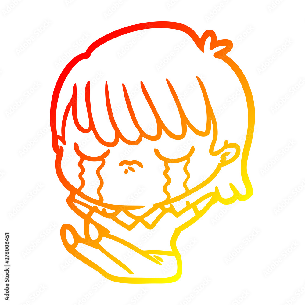 warm gradient line drawing cartoon woman crying warm gradient line drawing cartoon woman crying