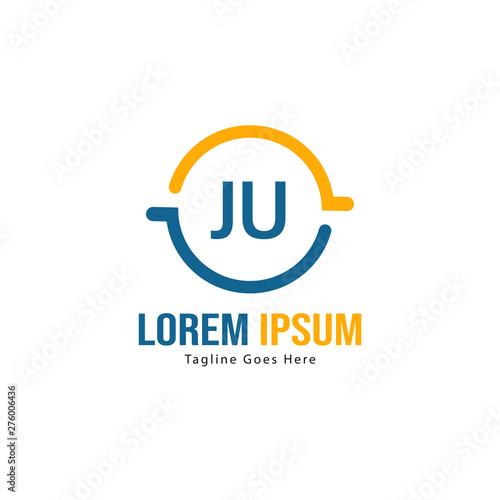Initial JU logo template with modern frame. Minimalist JU letter logo vector illustration © Robani