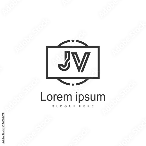 Initial JV logo template with modern frame. Minimalist JV letter logo vector illustration