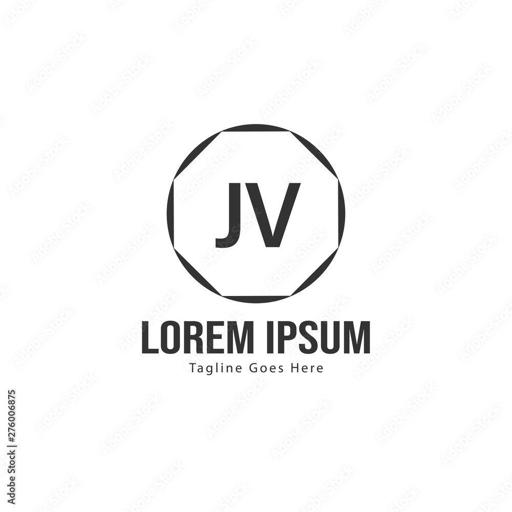 Initial JV logo template with modern frame. Minimalist JV letter logo vector illustration