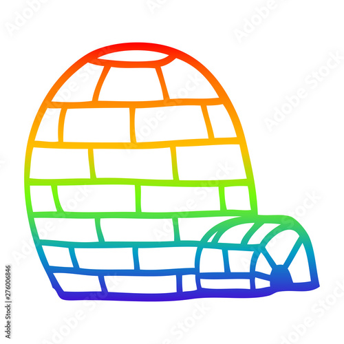 rainbow gradient line drawing cartoon ice igloo