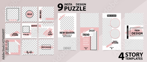 Trendy editable template for social networks stories and posts, vector illustration.