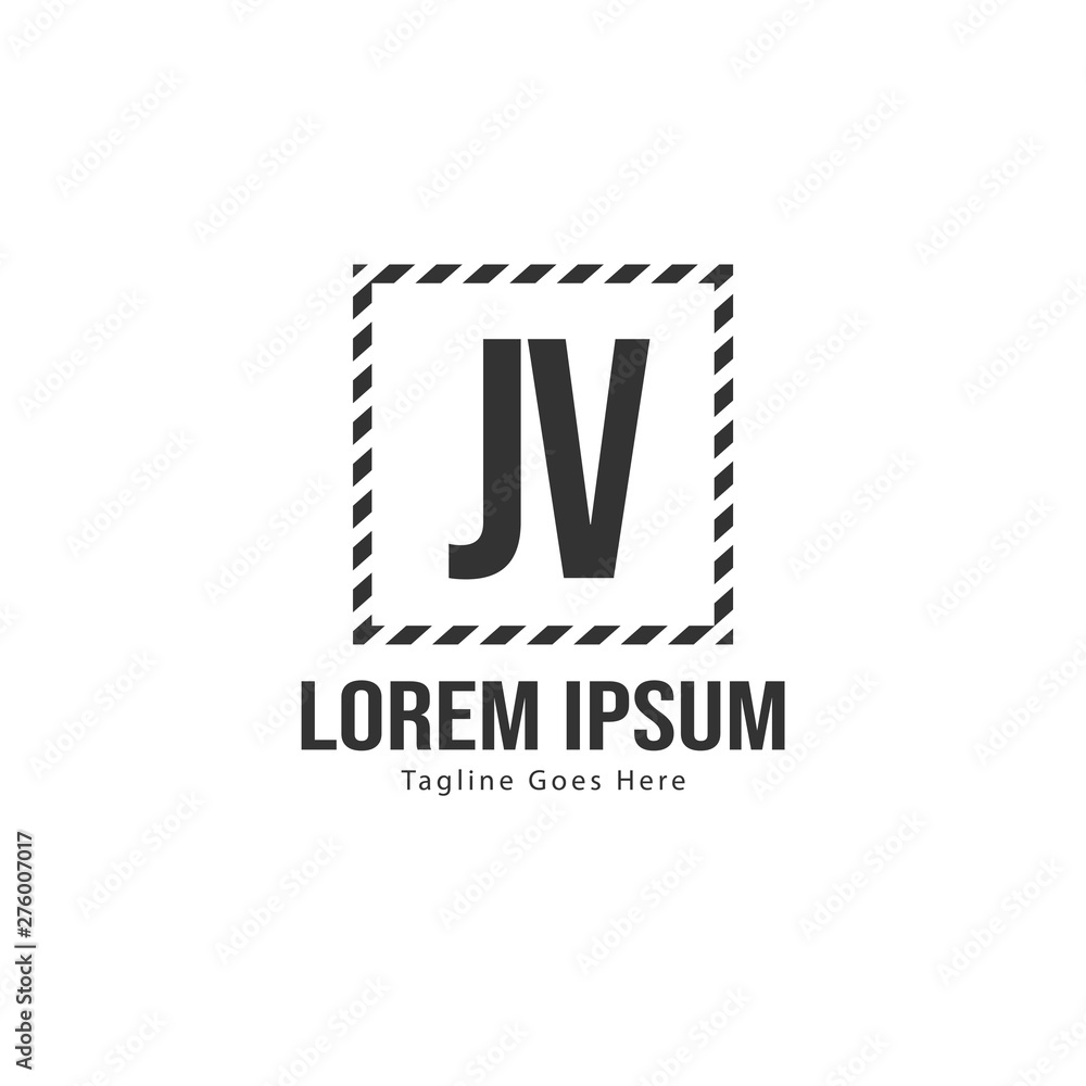 Fototapeta premium Initial JV logo template with modern frame. Minimalist JV letter logo vector illustration