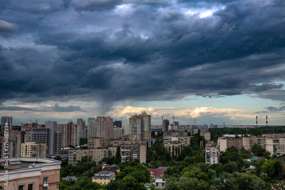 Kiev Ukraine panorama  view storm day building 