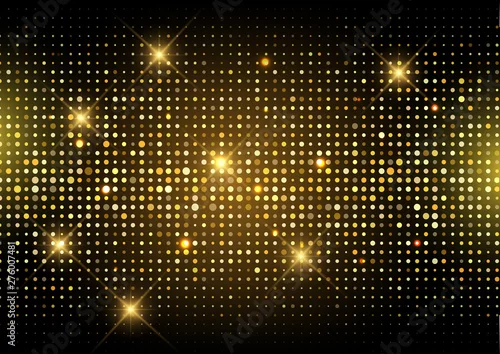 Obraz Glitter gold disco lights background