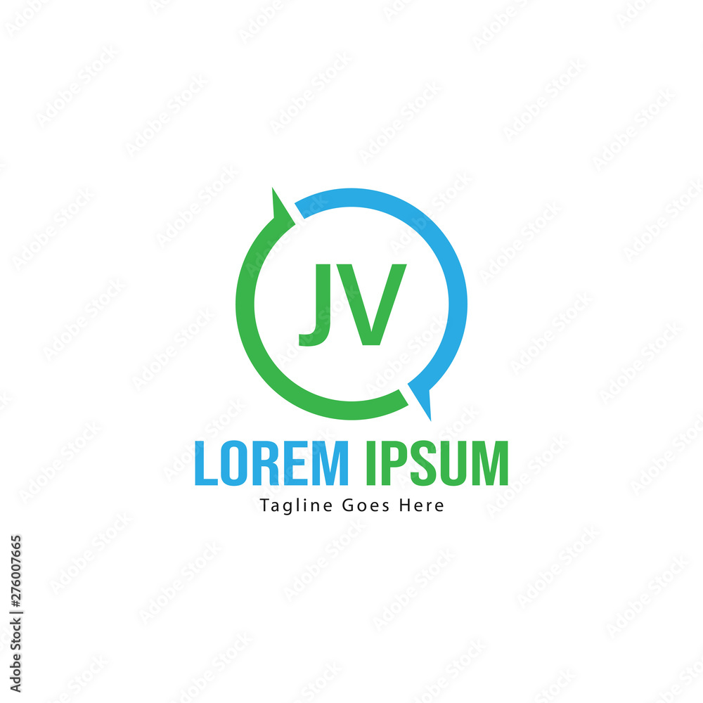 Initial JV logo template with modern frame. Minimalist JV letter logo vector illustration Initial JV logo template with modern frame. Minimalist JV letter logo vector illustration