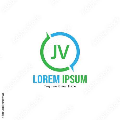 Initial JV logo template with modern frame. Minimalist JV letter logo vector illustration