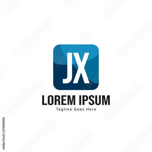 Initial JX logo template with modern frame. Minimalist JX letter logo vector illustration