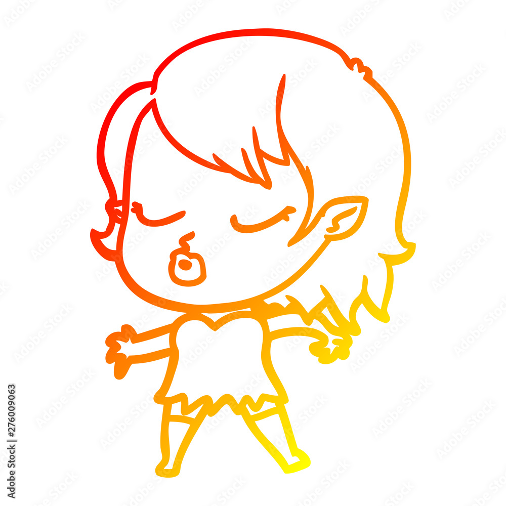 warm gradient line drawing cute cartoon vampire girl warm gradient line drawing cute cartoon vampire girl