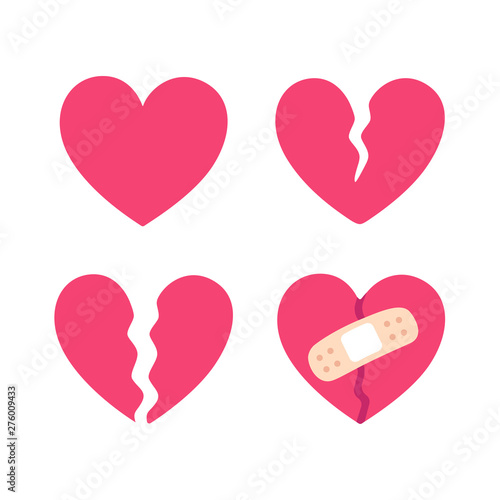 Cartoon broken heart set