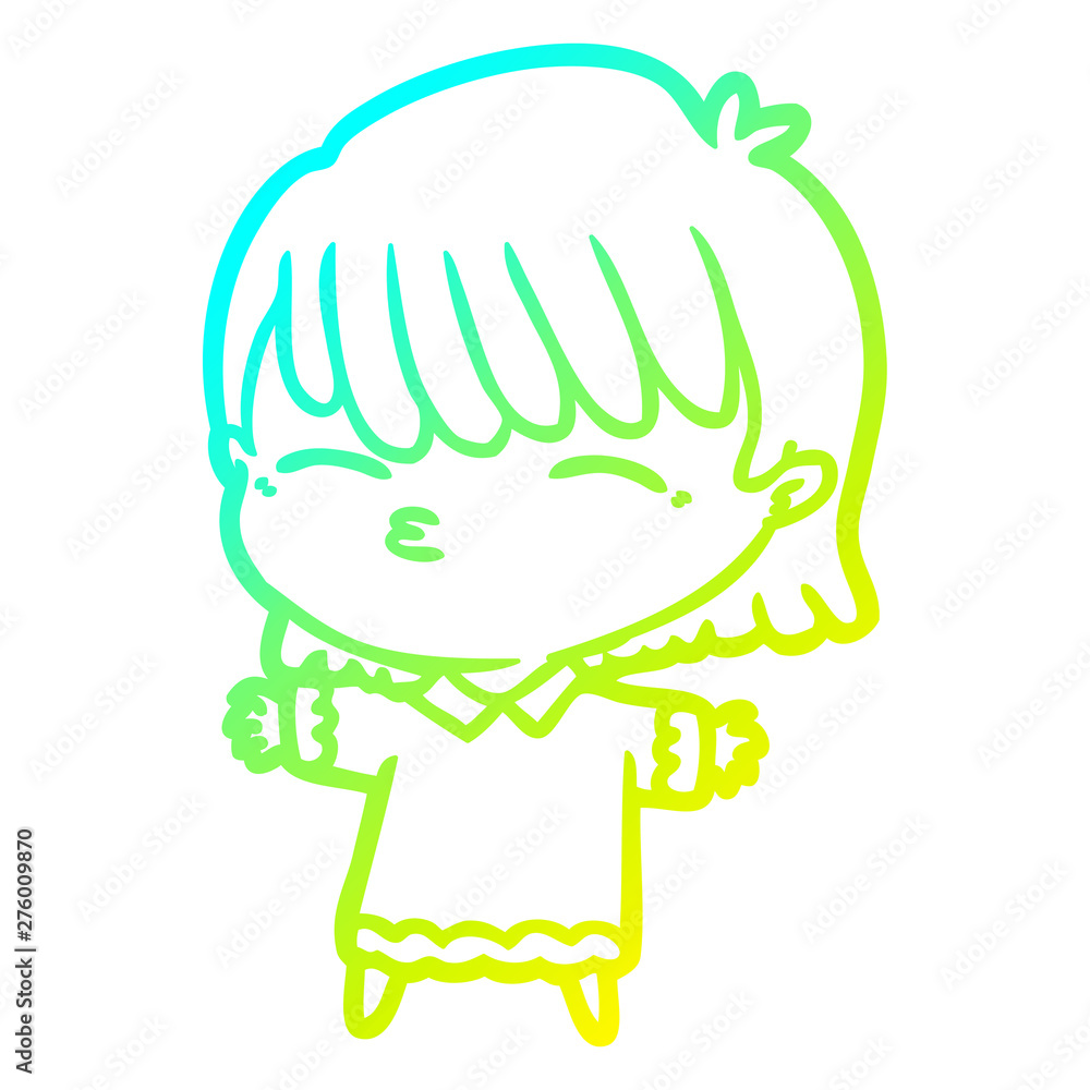 cold gradient line drawing cartoon woman cold gradient line drawing cartoon woman