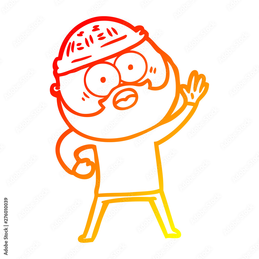 Obraz premium warm gradient line drawing cartoon bearded man