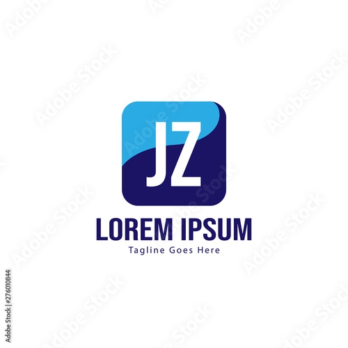 Initial JZ logo template with modern frame. Minimalist JZ letter logo vector illustration