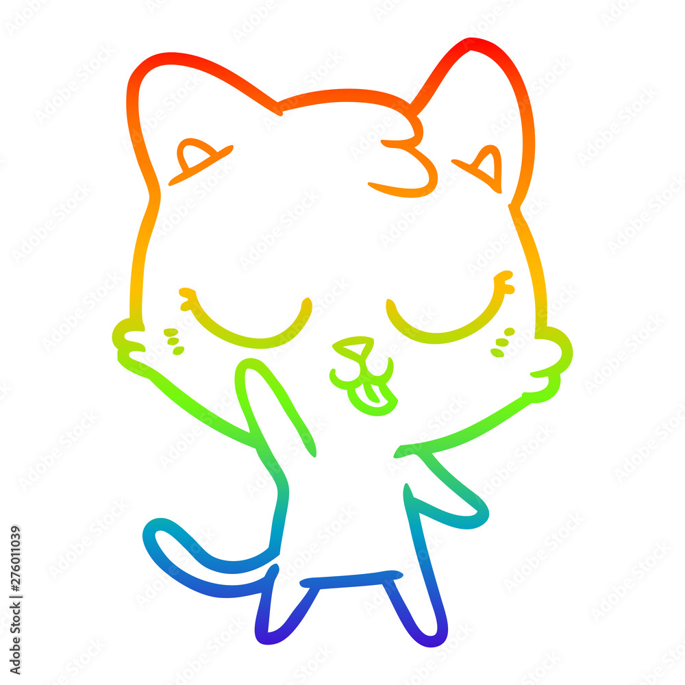 rainbow gradient line drawing cartoon cat rainbow gradient line drawing cartoon cat