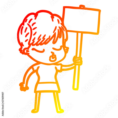 warm gradient line drawing cartoon woman with eyes shut