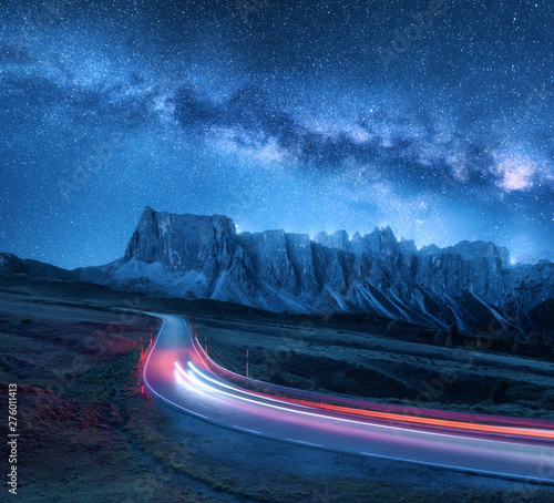 Milky Way over mountain roa...