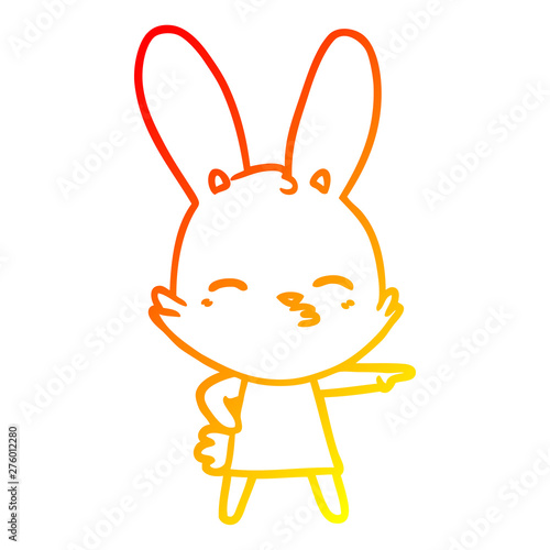 warm gradient line drawing curious bunny cartoon