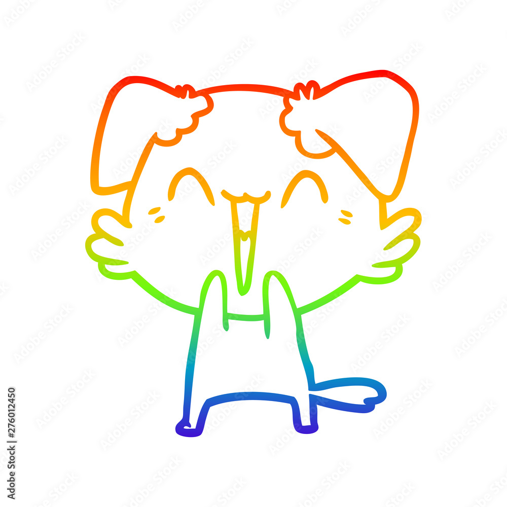 rainbow gradient line drawing happy little dog cartoon rainbow gradient line drawing happy little dog cartoon