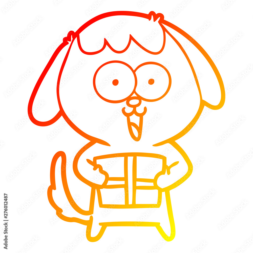 Obraz premium warm gradient line drawing cute cartoon dog