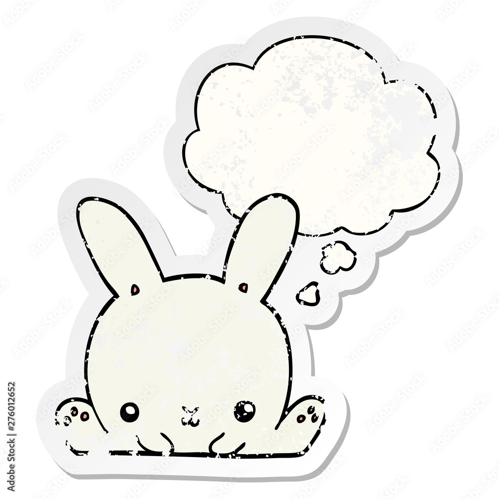 cartoon rabbit and thought bubble as a distressed worn sticker cartoon rabbit and thought bubble as a distressed worn sticker