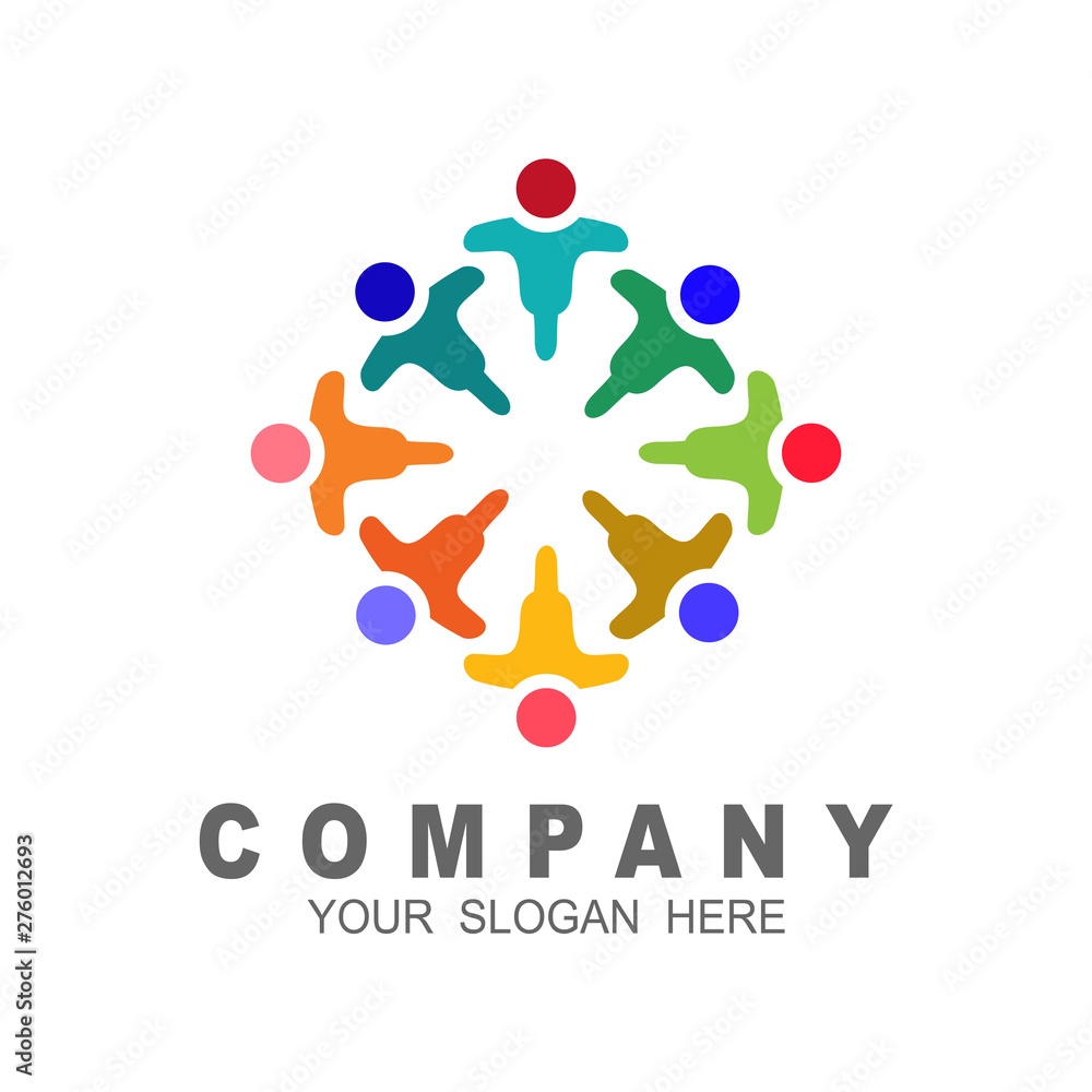Circular abstract human figure, charity icon, colorful logo template Circular abstract human figure, charity icon, colorful logo template
