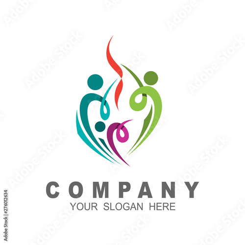 human logo with line icons and love