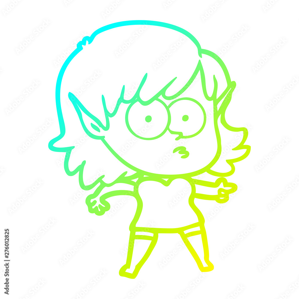 cold gradient line drawing cartoon shocked elf girl cold gradient line drawing cartoon shocked elf girl