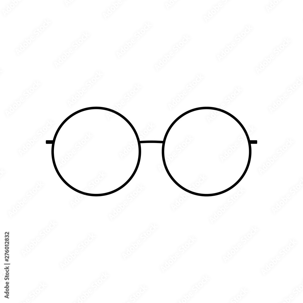 Round glasses icon. Silhouette of glasses, isolated white background.  Modern cool graphic design. Black plastic eyeglasses. Old style accessory  for eye protection. Fashion element. Vector illustration Stock Vector |  Adobe Stock