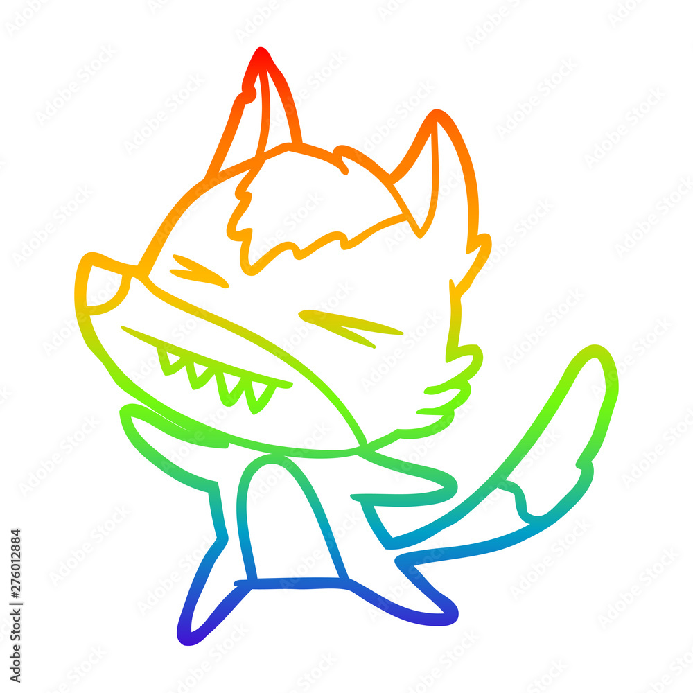 rainbow gradient line drawing angry wolf cartoon rainbow gradient line drawing angry wolf cartoon