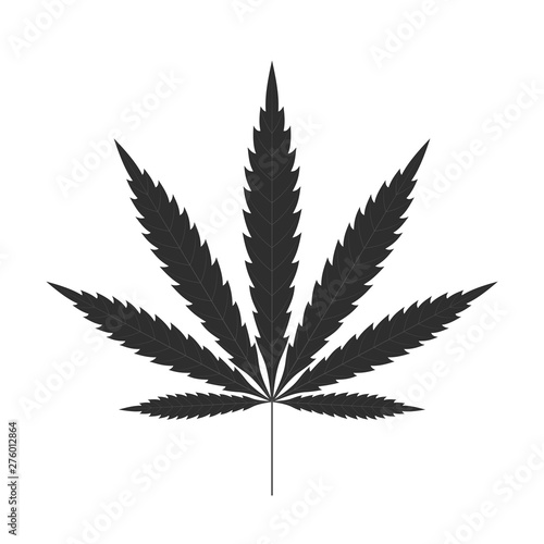 Cannabis leaf icon. Black silhouette indica sativa isolated white background. Herbal medicine herb plant. Natural weed hemp. Addiction smoke drug Illegal narcotic marijuana design. Vector illustration
