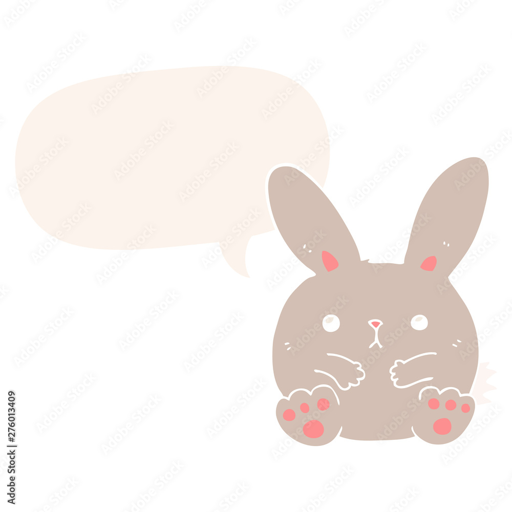 cartoon rabbit and speech bubble in retro style cartoon rabbit and speech bubble in retro style