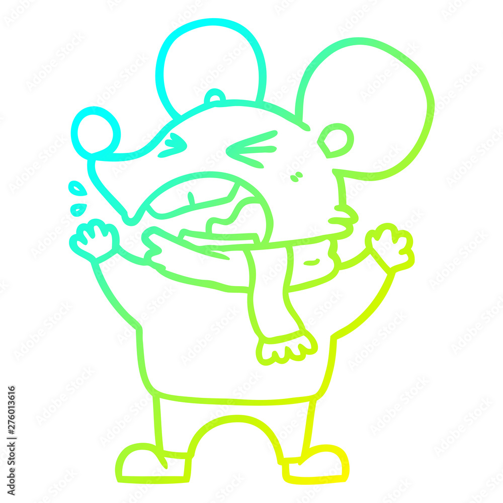 cold gradient line drawing cartoon angry mouse