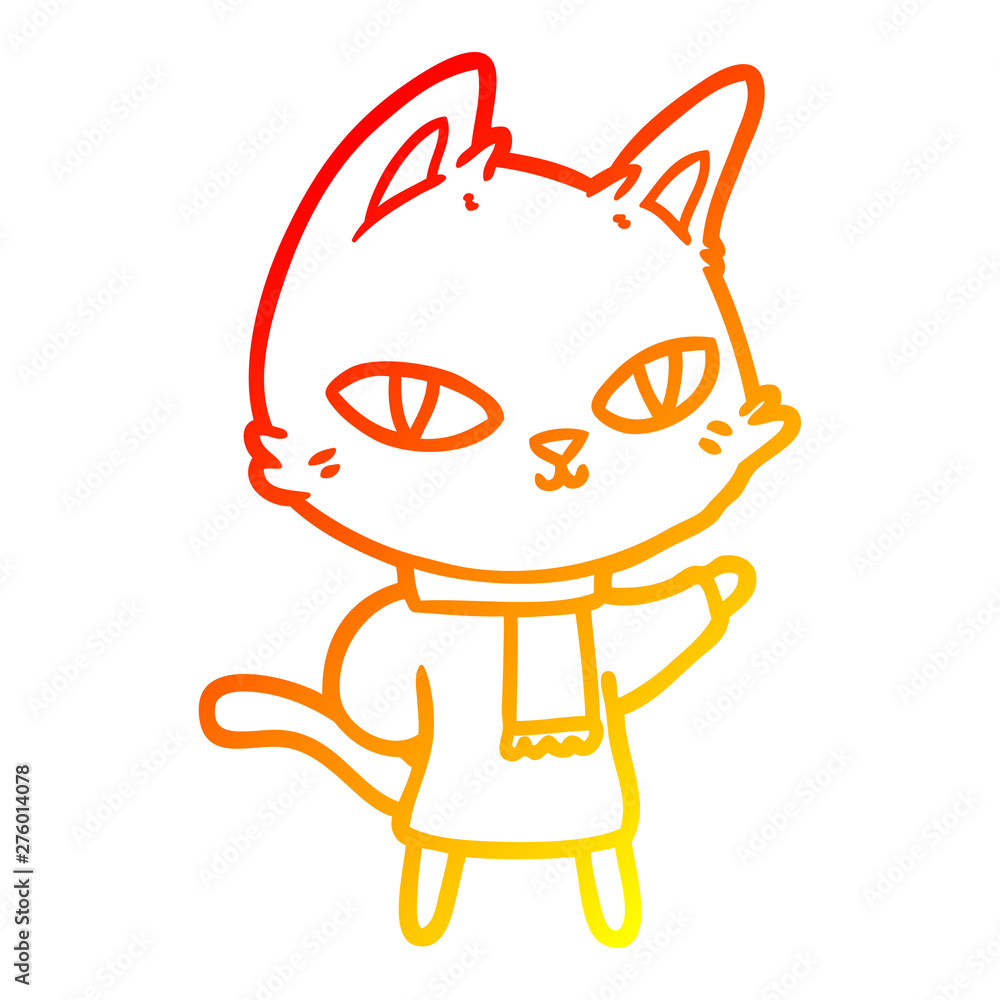warm gradient line drawing cartoon cat staring warm gradient line drawing cartoon cat staring