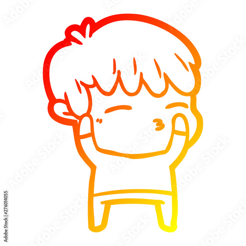 warm gradient line drawing cartoon curious boy