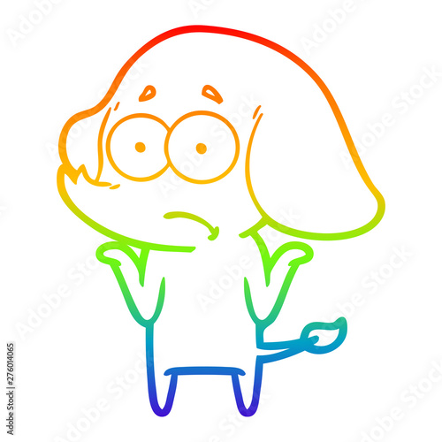 rainbow gradient line drawing cartoon unsure elephant