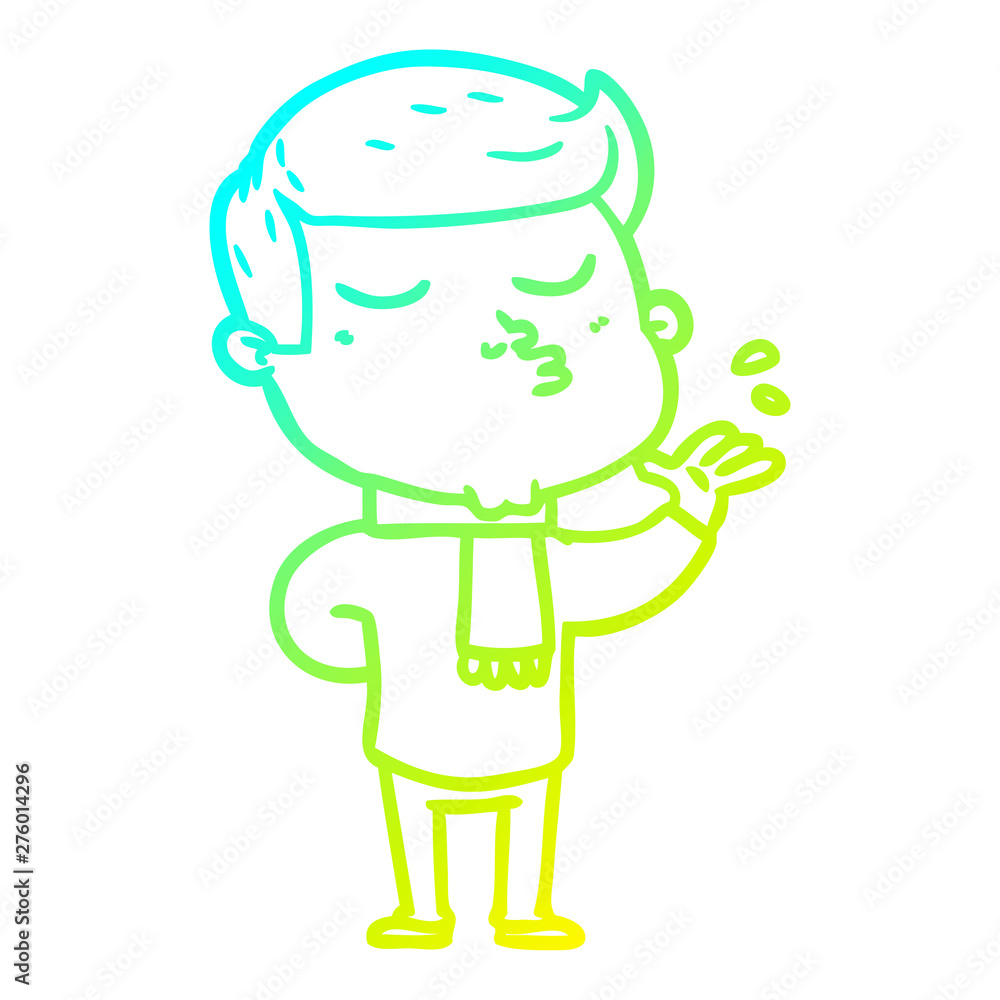 cold gradient line drawing cartoon model guy pouting
