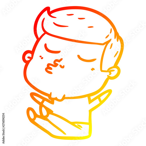 warm gradient line drawing cartoon model guy pouting