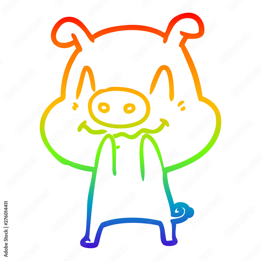 rainbow gradient line drawing nervous cartoon pig rainbow gradient line drawing nervous cartoon pig