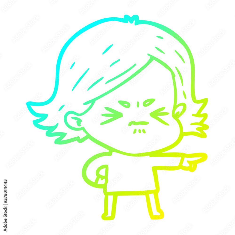 cold gradient line drawing cartoon angry girl cold gradient line drawing cartoon angry girl