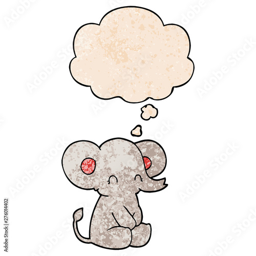 cute cartoon elephant and thought bubble in grunge texture pattern style