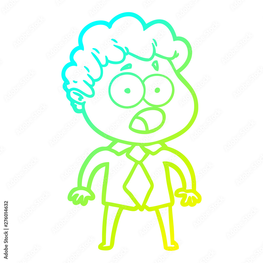 Fototapeta premium cold gradient line drawing cartoon man gasping in surprise