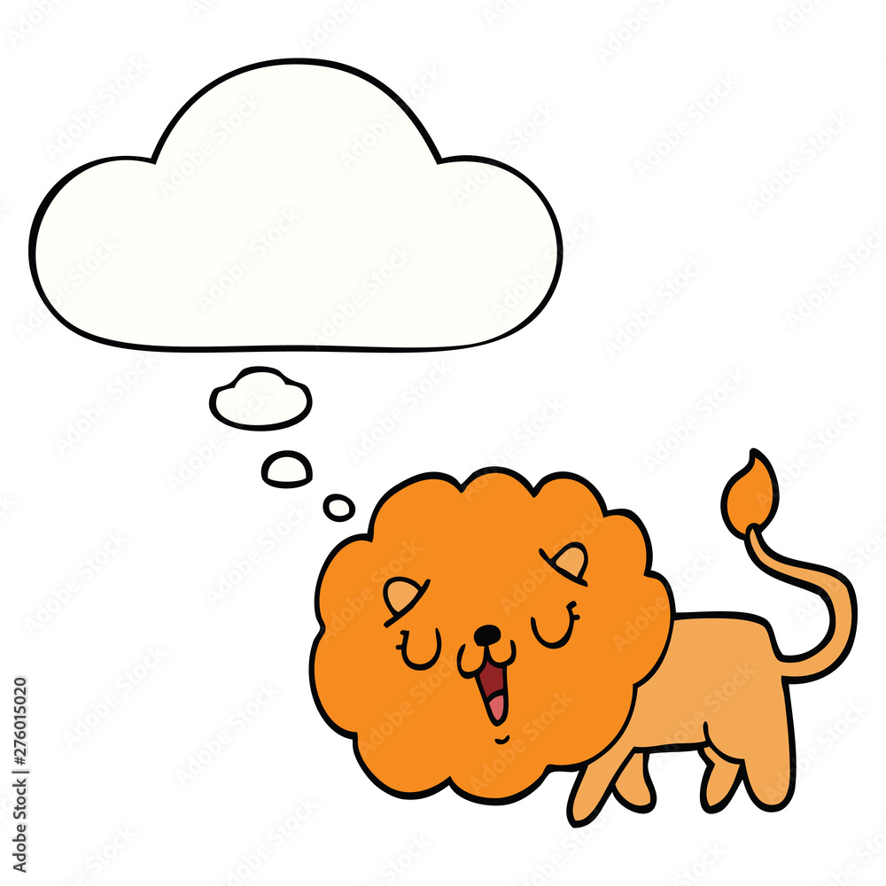 cute cartoon lion and thought bubble cute cartoon lion and thought bubble